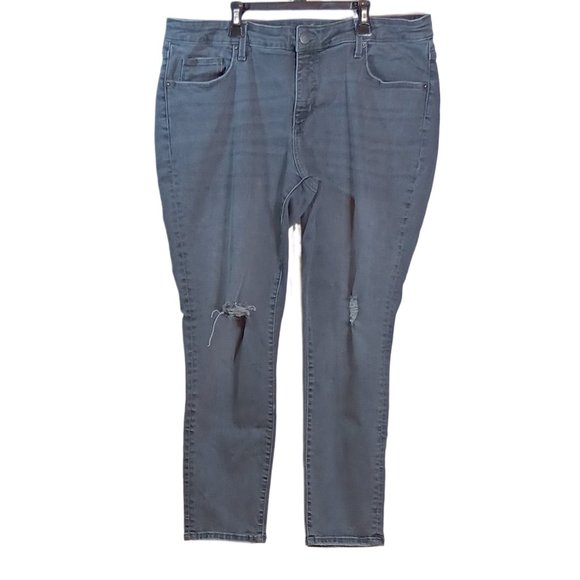 Universal Thread Womens Mid Rise Distressed Skinny Jeans Gray Size 18W - Picture 2 of 4